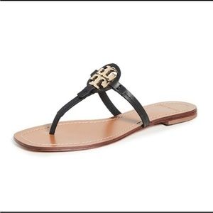 Tory Burch black mini Miller leather thong sandals